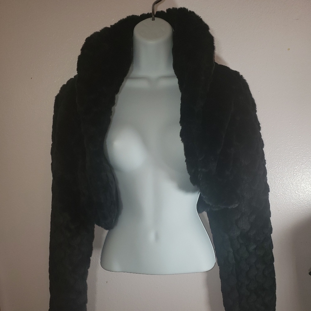Black Fur Crop Jacket